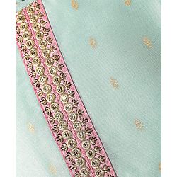 Pine Kids Woven Half Sleeveless Embroidered Kurti & Gharara Set with Dupatta - Aqua Blue