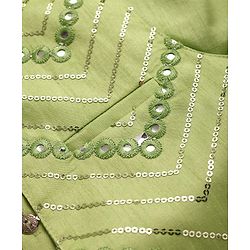 Pine Kids Woven Full Sleeves Kurta Pyjama Set with Sequin Detailing Jacket - Lime Green