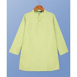 Pine Kids Woven Full Sleeves Kurta Pyjama Set with Sequin Detailing Jacket - Lime Green