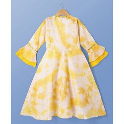 Pine Kids Viscose Woven Embroidered Top and Palazzo with Full Sleeves Tie Dye Shrug - Yellow