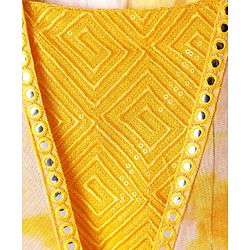Pine Kids Viscose Woven Embroidered Top and Palazzo with Full Sleeves Tie Dye Shrug - Yellow