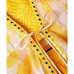 Pine Kids Viscose Woven Embroidered Top and Palazzo with Full Sleeves Tie Dye Shrug - Yellow