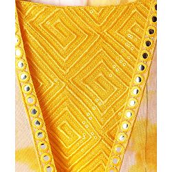 Pine Kids Viscose Woven Embroidered Top and Palazzo with Full Sleeves Tie Dye Shrug - Yellow