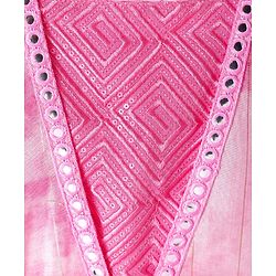 Pine Kids Viscose Woven Embroidered Top and Palazzo with Full Sleeves Tie Dye Shrug - Pink