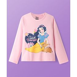 Pine Kids Disney Single Jersey Knit Full Sleeves Nightsuit With Snow White Graphic - Pink
