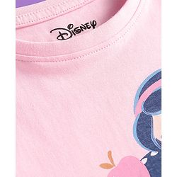 Pine Kids Disney Single Jersey Knit Full Sleeves Nightsuit With Snow White Graphic - Pink