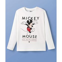 Pine Kids Disney Single Jersey Knit Full Sleeves Night Suit With Mickey Mouse Graphic- White & Red