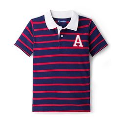 Pine Kids Cotton Knit Half Sleeves Polo T-Shirt with Stripes -  Navy Blue & Red