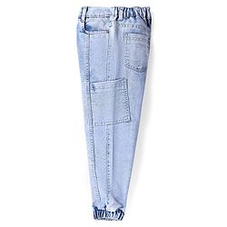 Pine Kids Denim Woven Full Length Washed Cargo Jeans with Pockets  -Blue