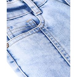 Pine Kids Denim Woven Full Length Washed Cargo Jeans with Pockets  -Blue