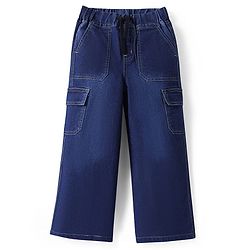 Pine Kids Denim Woven Full Length Washed Jeans with Cargo Pockets -Navy Blue