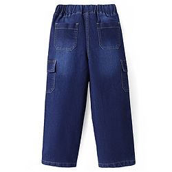 Pine Kids Denim Woven Full Length Washed Jeans with Cargo Pockets -Navy Blue