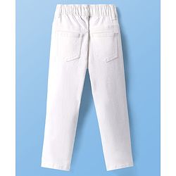 Pine Kids Denim Woven Full Length Washed Jeans -  White