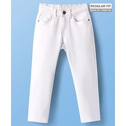 Pine Kids Denim Woven Full Length Washed Jeans -  White