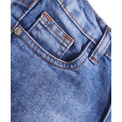 Pine Kids Woven Above Knee Length Washed Denim Shorts - Blue