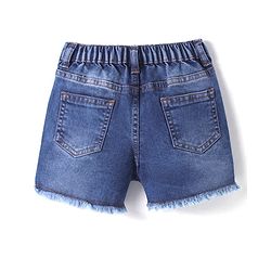Pine Kids Woven Above Knee Length Washed Denim Shorts - Blue