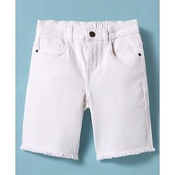Pine Kids Denim Woven Knee Length Washed Shorts -  White