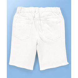 Pine Kids Denim Woven Knee Length Washed Shorts -  White