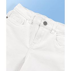 Pine Kids Denim Woven Knee Length Washed Shorts -  White