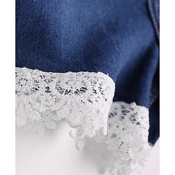 Pine Kids Mid Thigh Length Washed Denim Shorts with Lace Detailing - Blue