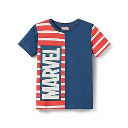 Pine Kids Marvel Single Jersey Knit Half Sleeves T-Shirt & Lounge Pant Set With Avengers Graphics - Navy Blue
