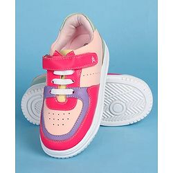 Pine Kids Velcro Closure Color Block Casual Shoes - Pink