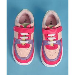 Pine Kids Velcro Closure Color Block Casual Shoes - Pink