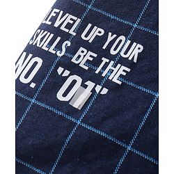 Pine Kids Denim Washed Woven Half Sleeves Check Shirt with Text Print - Navy Blue