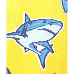 Pine Kids Single Jersey Knit Half Sleeves Night Suit With Shark Print - Yellow