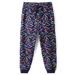Pine Kids Single Jersey Knit Half Sleeves Night Suit with Star Print - Navy Blue