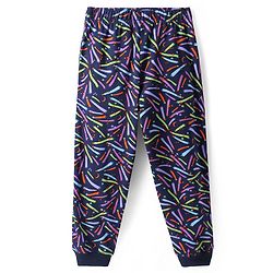 Pine Kids Single Jersey Knit Half Sleeves Night Suit with Star Print - Navy Blue