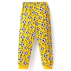 Pine Kids Single Jersey Knit Half Sleeves Night Suit with Football Print - Yellow
