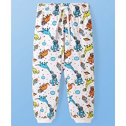 Pine Kids Single Jersey Knit Half Sleeves Night Suit with Dino Print - Blue White & Orange