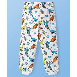 Pine Kids Single Jersey Knit Half Sleeves Night Suit with Dino Print - Blue White & Orange