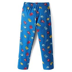 Pine Kids Single Jersey Knit Half Sleeves Night Suit with Robot Print - Yellow & Blue