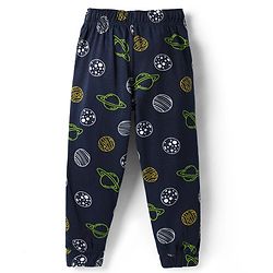Pine Kids Single Jersey Knit Half Sleeves Night Suit with Space  Print - Navy Blue