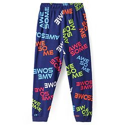 Pine Kids Single Jersey Knit Half Sleeves Night Suit With Awesome Print - Navy Blue