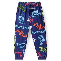 Pine Kids Single Jersey Knit Half Sleeves Night Suit With Awesome Print - Navy Blue