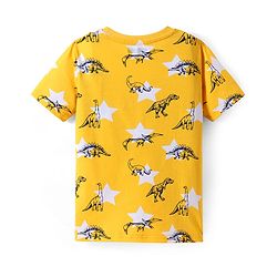 Pine Kids Single Jersey Knit Half Sleeves Night Suit with Dino Print - Yellow