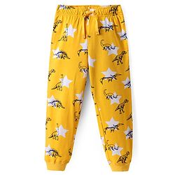 Pine Kids Single Jersey Knit Half Sleeves Night Suit with Dino Print - Yellow