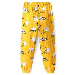 Pine Kids Single Jersey Knit Half Sleeves Night Suit with Dino Print - Yellow