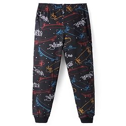 Pine Kids Single Jersey Knit Half Sleeves Night Suit with Skating Print - Blue