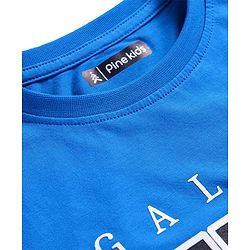 Pine Kids Single Jersey Knit Half Sleeves Night Suit with Skating Print - Blue