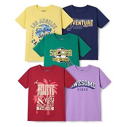 Pine Kids Cotton Knit Half Sleeves Printed T-Shirts Pack of 5 - Multicolor