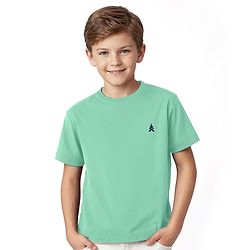 Pine Kids Cotton Knit Half Sleeves T-Shirt with Logo Print - Light Green