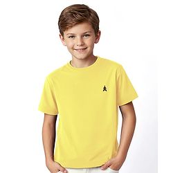 Pine Kids Cotton Knit Half Sleeves T-Shirt with Logo Print - Lemon