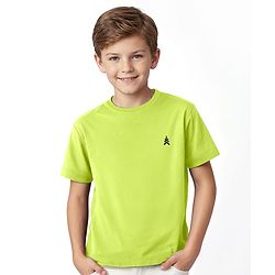 Pine Kids Cotton Knit Half Sleeves T-Shirt with Logo Print - Lemon