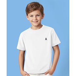 Pine Kids Cotton Knit Half Sleeves T-Shirt with Logo Print - Lemon