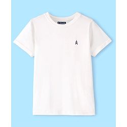 Pine Kids Cotton Knit Half Sleeves T-Shirt with Logo Print - Lemon