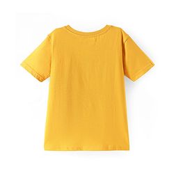 Pine Kids Cotton Knit Half Sleeves T-Shirt with Logo Print - Lemon